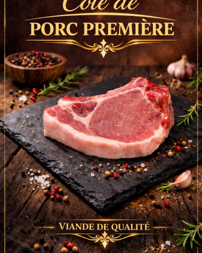 Cote de porc première Duroc d'olive 