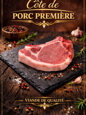 Cote de porc première Duroc d'olive 