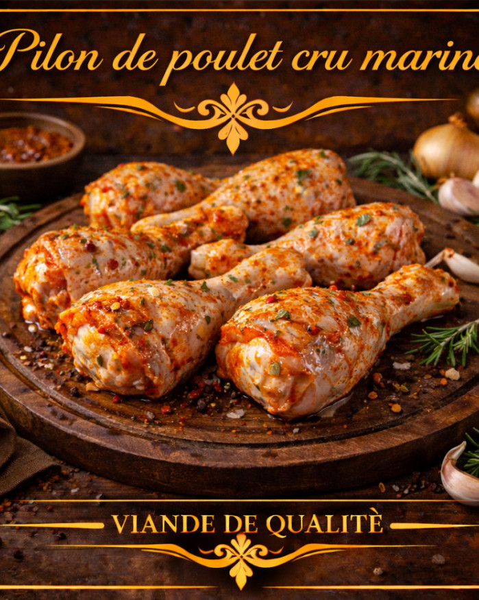 Pilon poulet cru mariné 