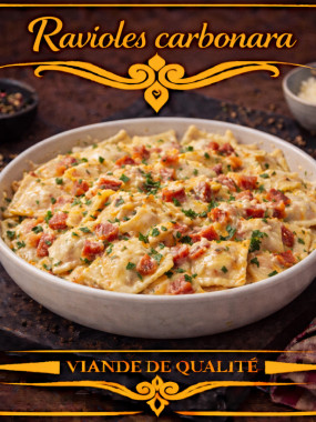 Raviole carbonara