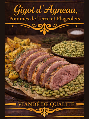 Gigot d'agneau pommes de terre et flageolets (plat)